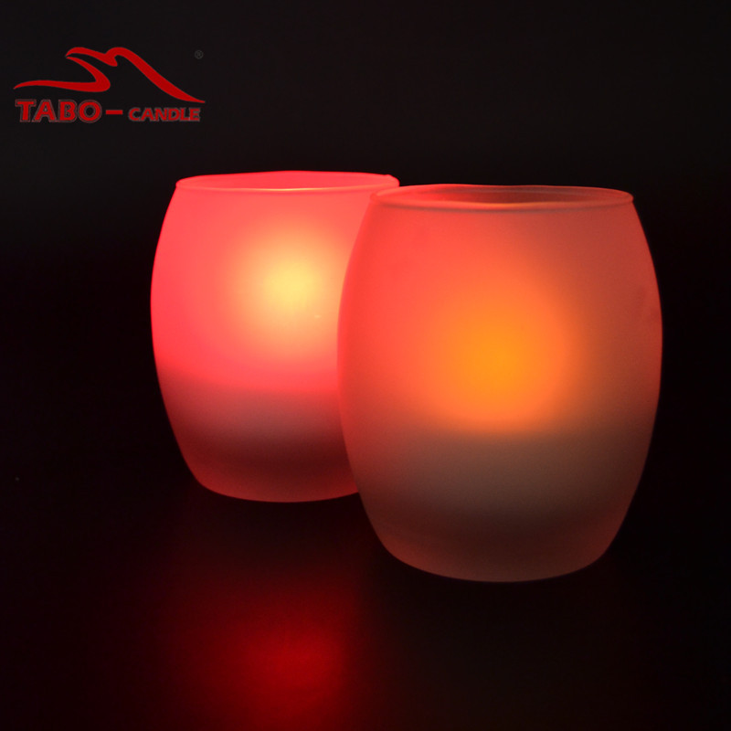       Flameless LED к  Frosted   LED Tealight CandleGlass Ȧ/Color Changing Votive Round Tea Light Flameless LED Candle Frosted G
